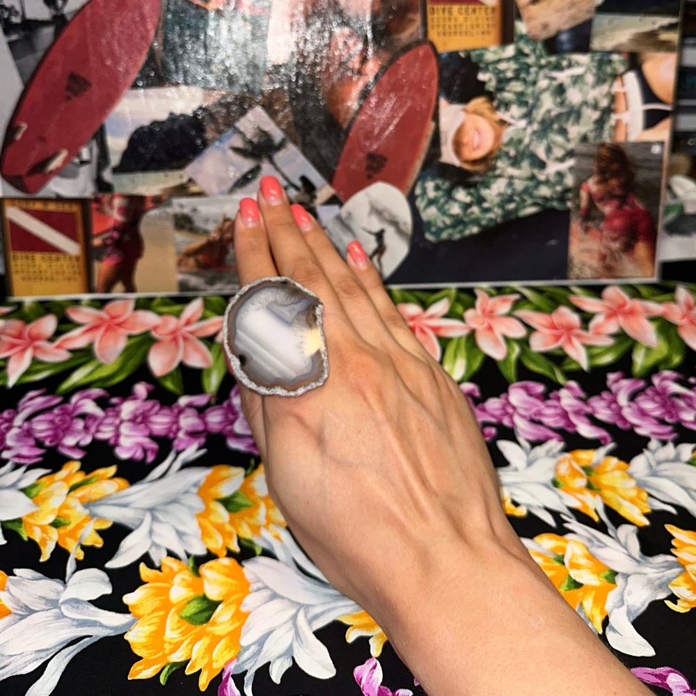 Natural Agate Stone Adjustable Ring - image 7